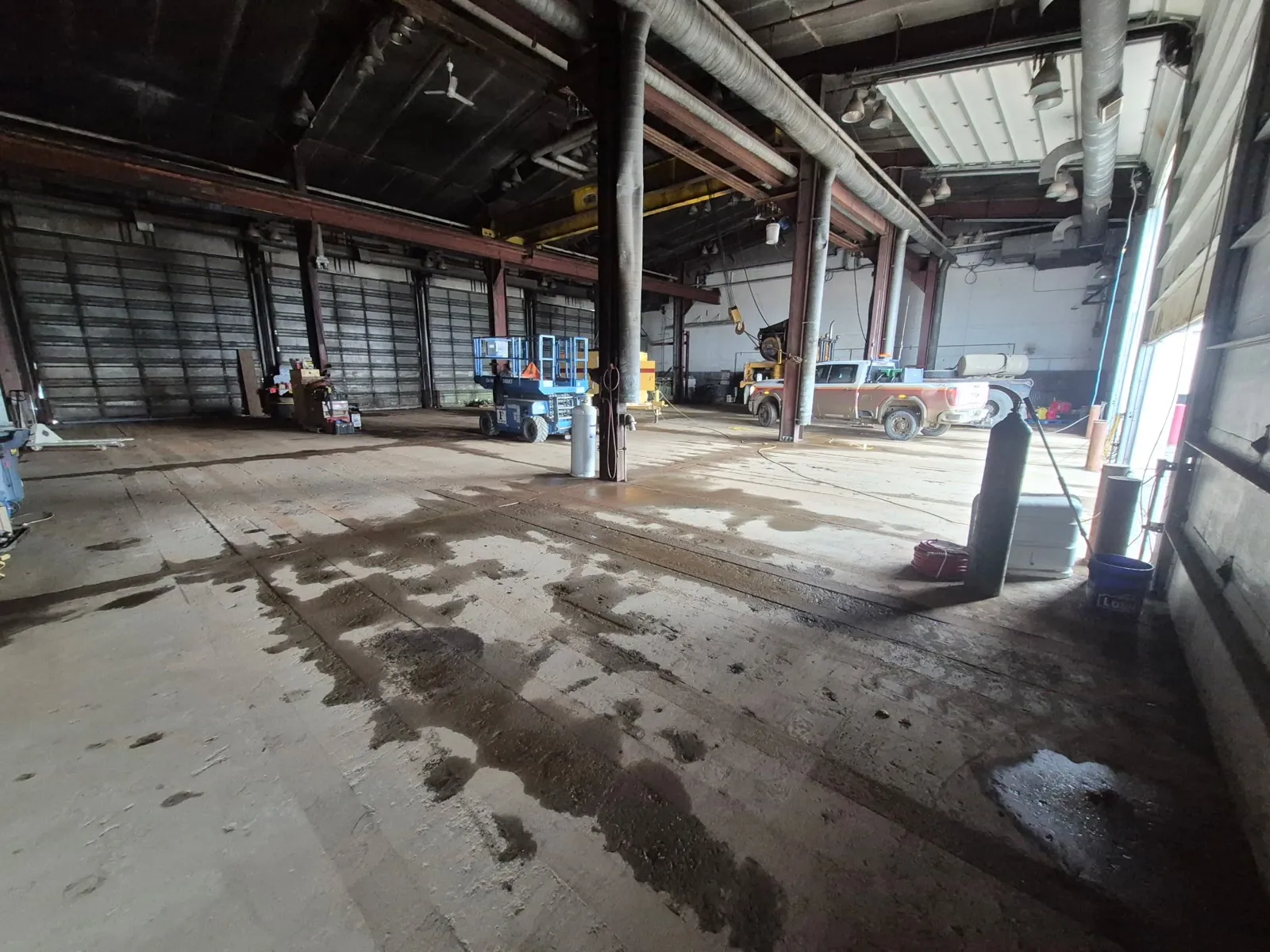 Interior maintenance bay at Frontier